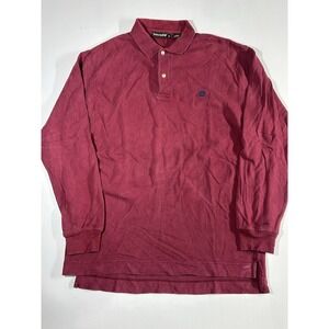 Timberland Men's Millers River long Sleeve Pique Polo Shirt Burgundy Size Medium